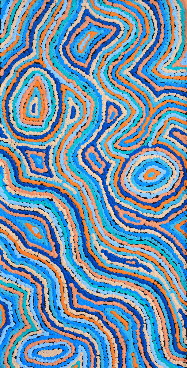 Aboriginal Art by Sarah Napaljarri Simms, Pikilyi Jukurrpa (Vaughan Springs Dreaming), 61x30cm - ART ARK®