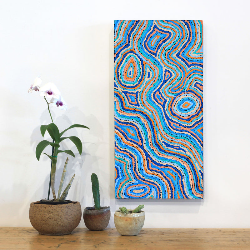 Aboriginal Artwork by Sarah Napaljarri Simms, Pikilyi Jukurrpa (Vaughan Springs Dreaming), 61x30cm