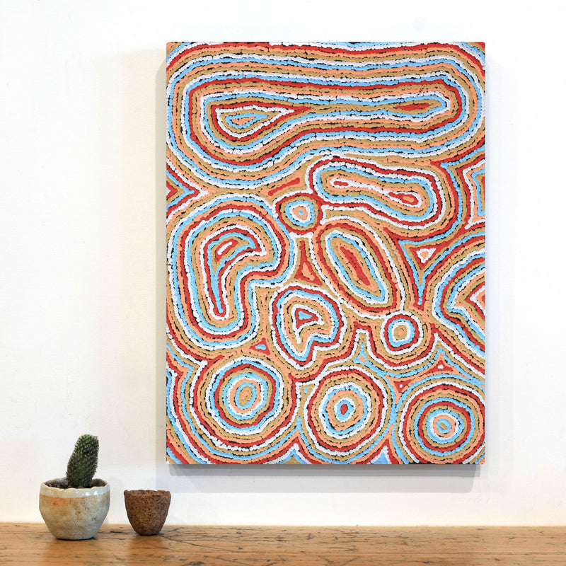 Aboriginal Artwork by Sarah Napaljarri Simms, Pikilyi Jukurrpa (Vaughan Springs Dreaming), 61x46cm