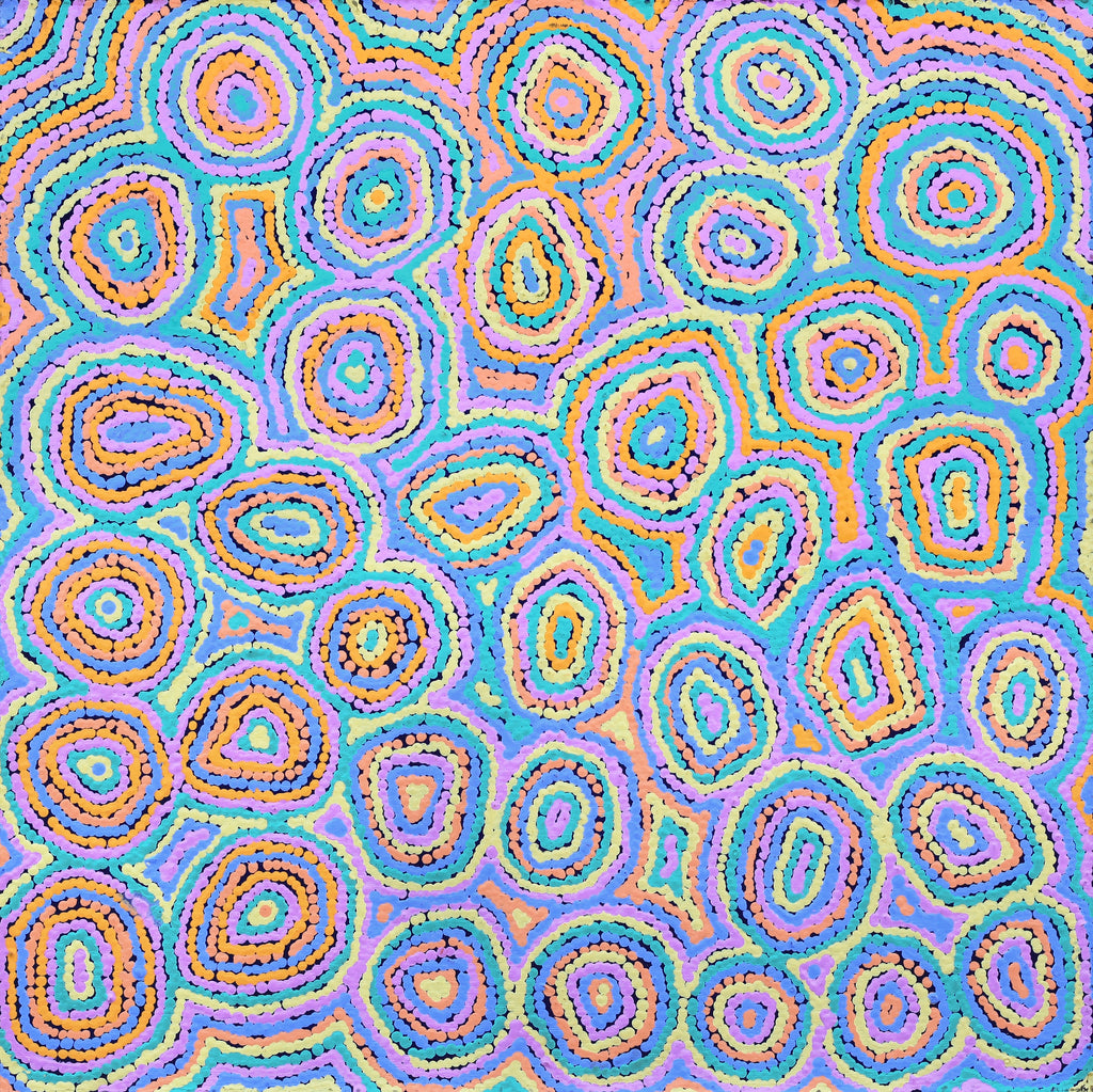 Aboriginal Art by Sarah Napaljarri Simms, Pikilyi Jukurrpa (Vaughan Springs Dreaming), 61x61cm - ART ARK®