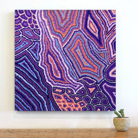 Aboriginal Artwork by Sarah Napaljarri Simms, Pikilyi Jukurrpa (Vaughan Springs Dreaming), 61x61cm