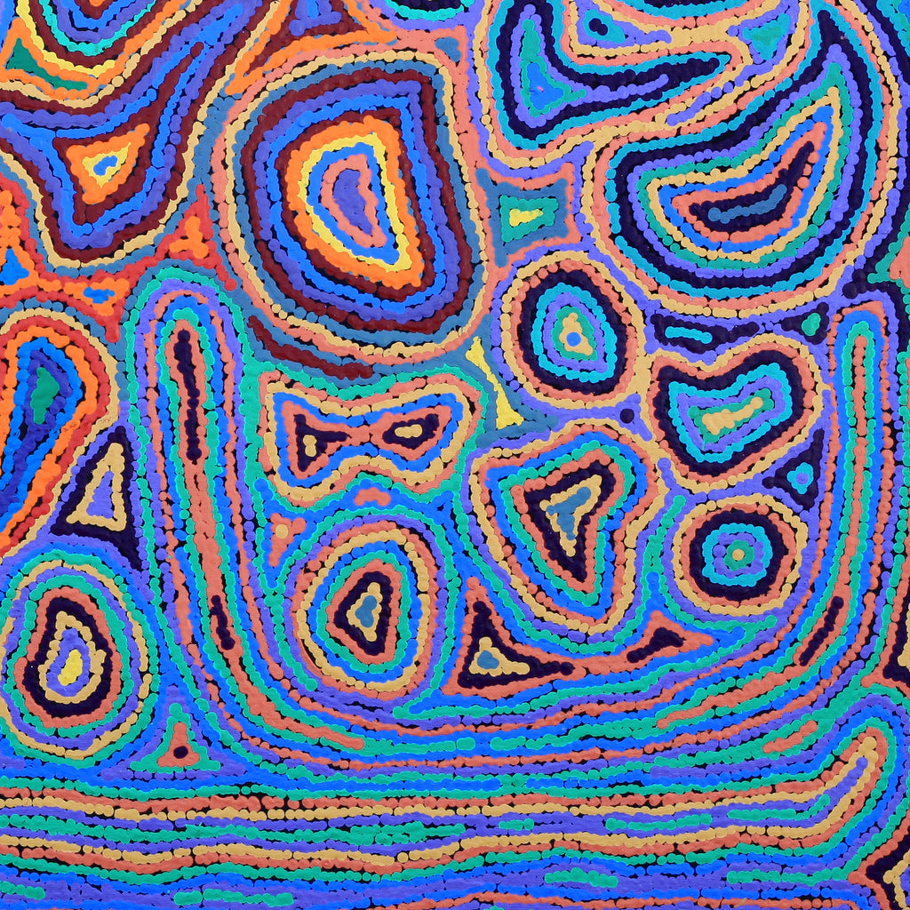 Aboriginal Artwork by Sarah Napaljarri Simms, Pikilyi Jukurrpa (Vaughan Springs Dreaming), 76x76cm