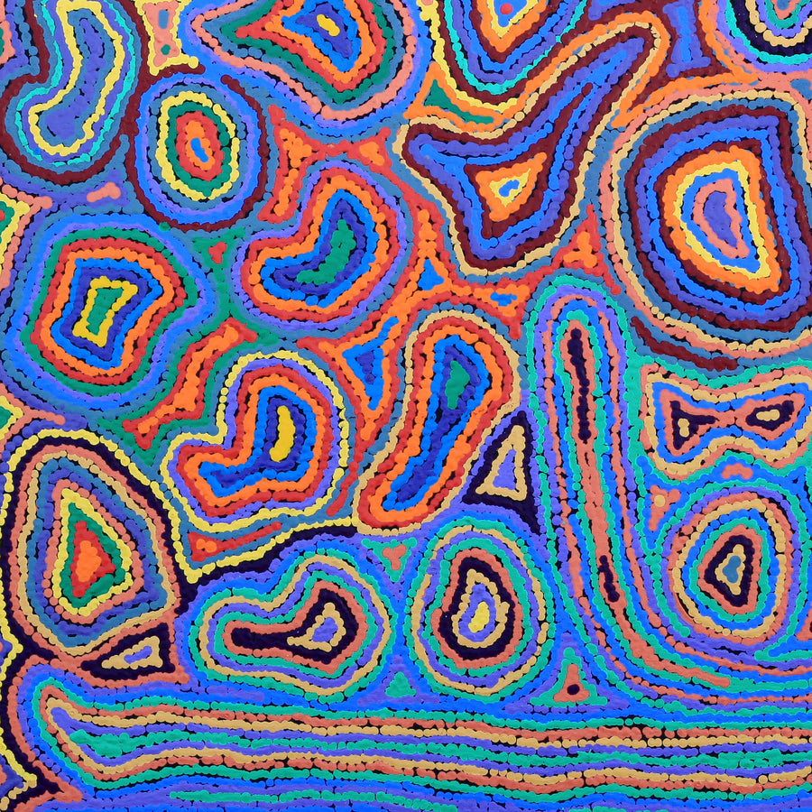 Aboriginal Artwork by Sarah Napaljarri Simms, Pikilyi Jukurrpa (Vaughan Springs Dreaming), 76x76cm