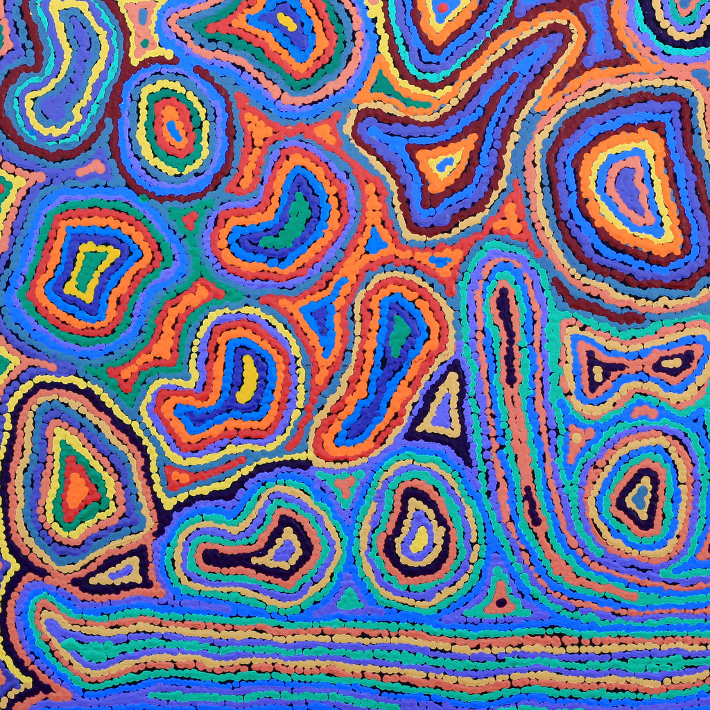 Aboriginal Artwork by Sarah Napaljarri Simms, Pikilyi Jukurrpa (Vaughan Springs Dreaming), 76x76cm - ART ARK®
