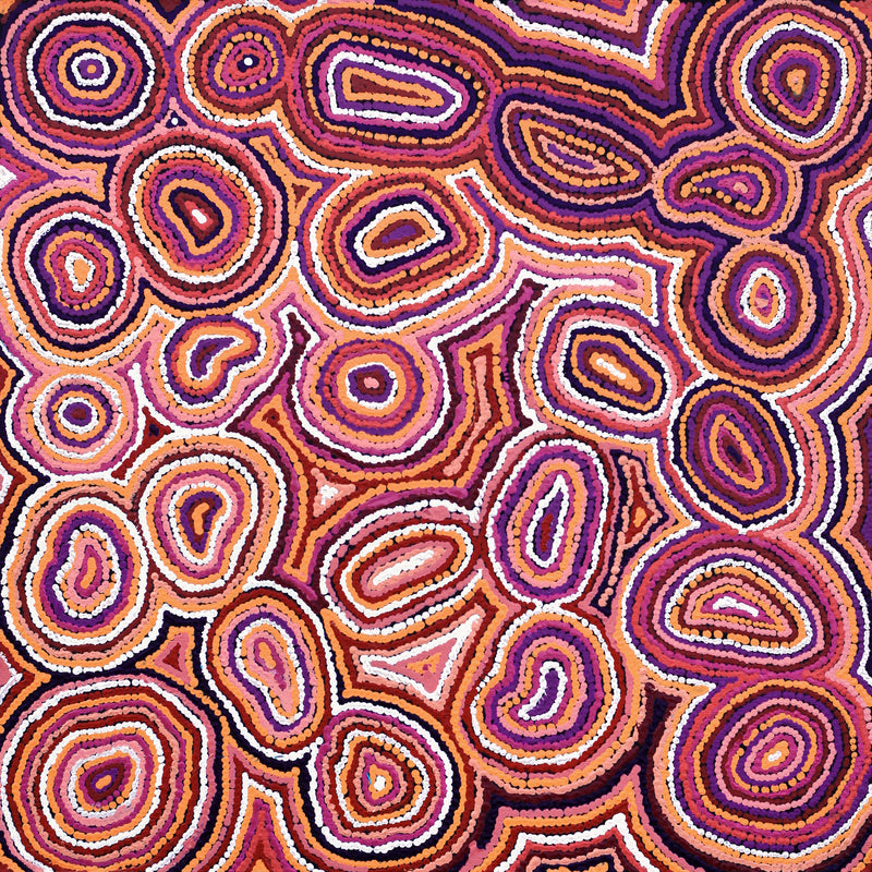 Aboriginal Artwork by Sarah Napaljarri Simms, Mina Mina Jukurrpa (Mina Mina Dreaming) - Ngalyipi, 76x76cm