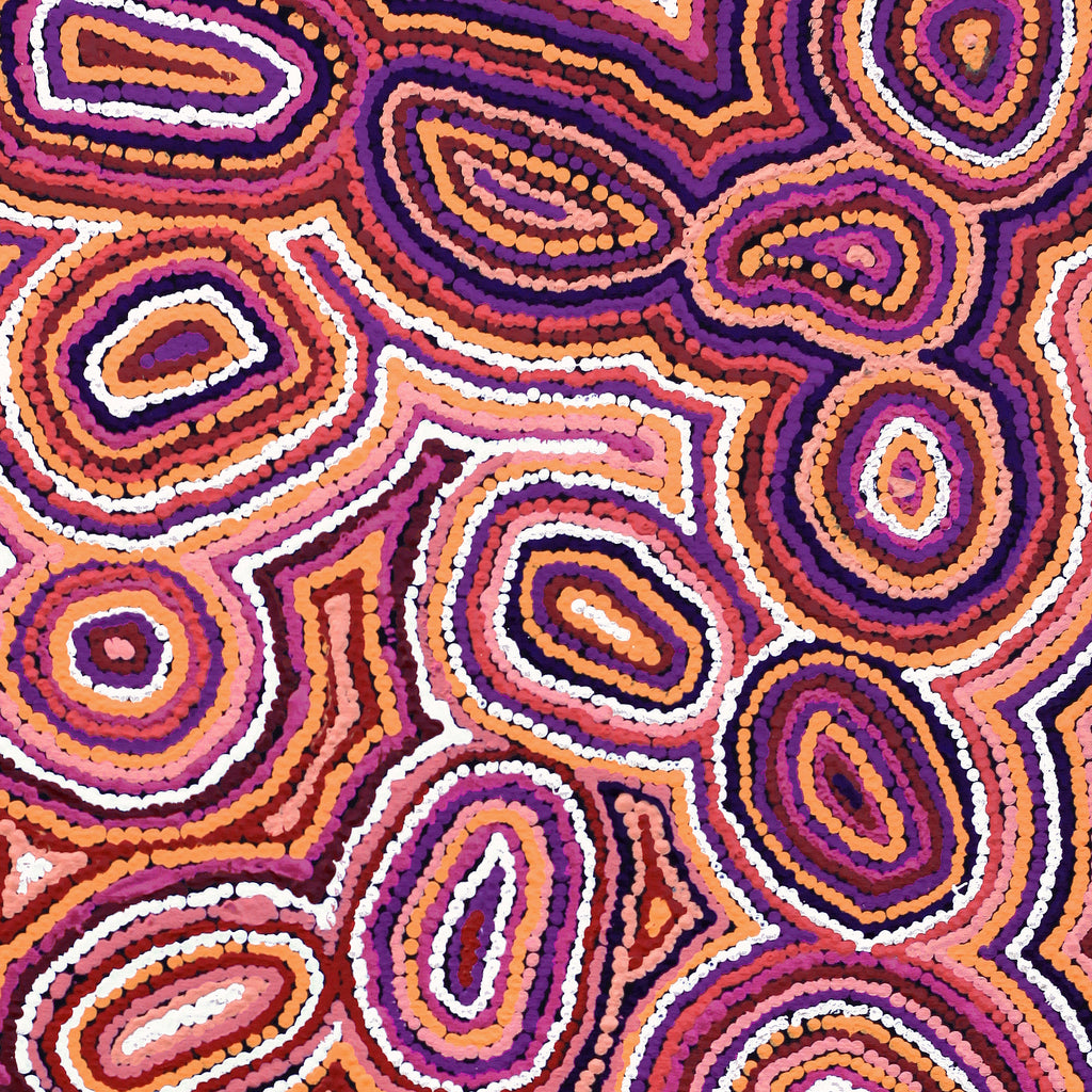 Aboriginal Artwork by Sarah Napaljarri Simms, Mina Mina Jukurrpa (Mina Mina Dreaming) - Ngalyipi, 76x76cm