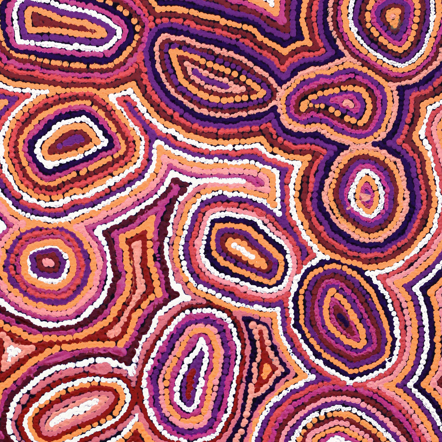 Aboriginal Artwork by Sarah Napaljarri Simms, Mina Mina Jukurrpa (Mina Mina Dreaming) - Ngalyipi, 76x76cm