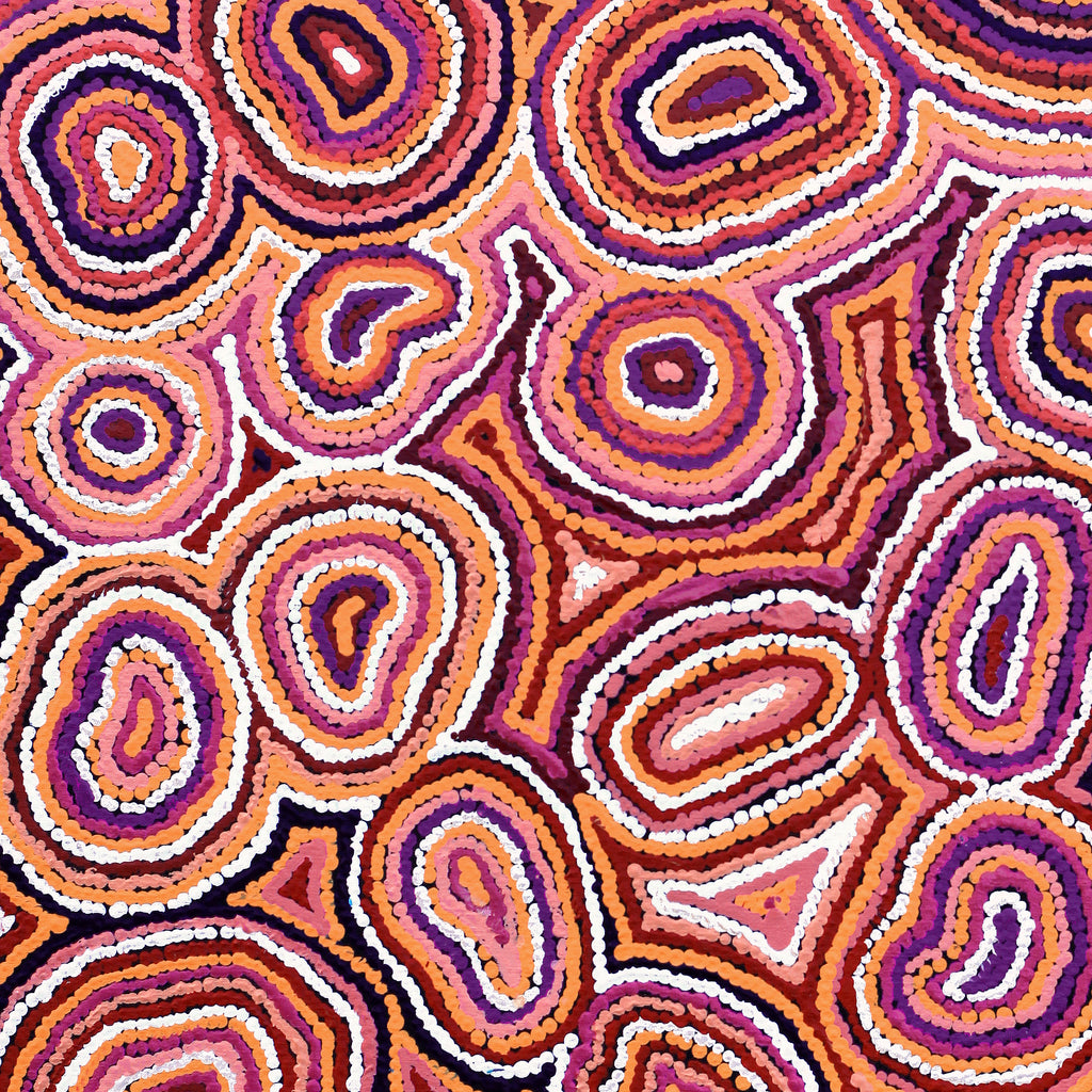 Aboriginal Artwork by Sarah Napaljarri Simms, Mina Mina Jukurrpa (Mina Mina Dreaming) - Ngalyipi, 76x76cm