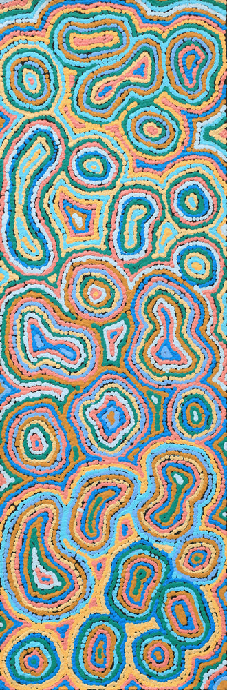Aboriginal Artwork by Sarah Napaljarri Simms, Mina Mina Jukurrpa - Ngalyipi, 91x30cm