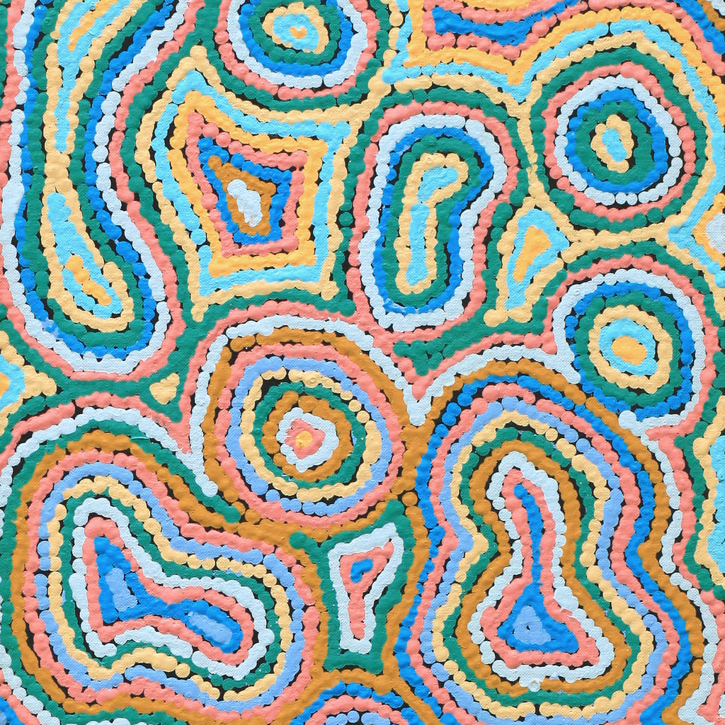 Aboriginal Artwork by Sarah Napaljarri Simms, Mina Mina Jukurrpa - Ngalyipi, 91x30cm