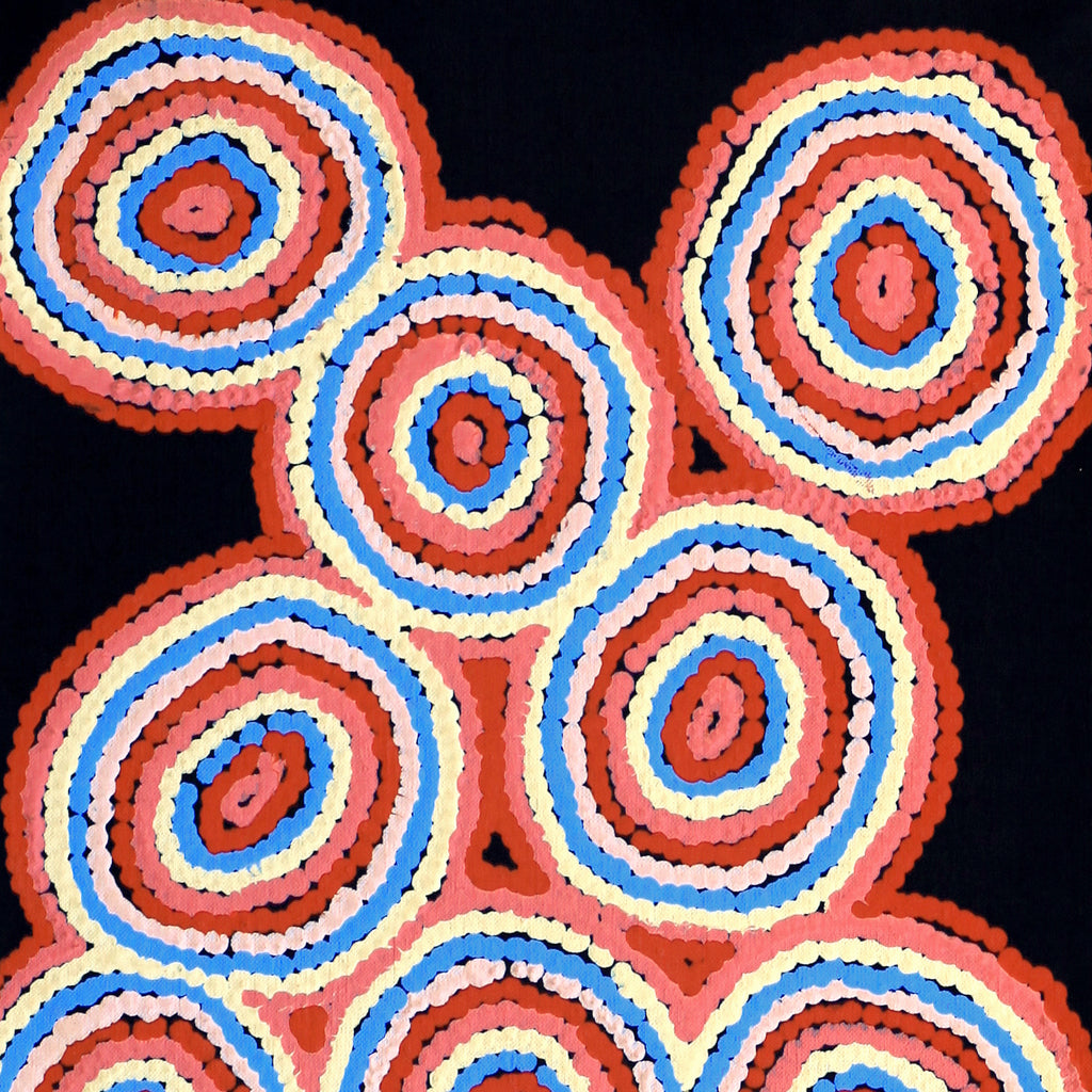 Aboriginal Artwork by Sarah Napaljarri Simms, Mina Mina Jukurrpa - Ngalyipi, 91x30cm