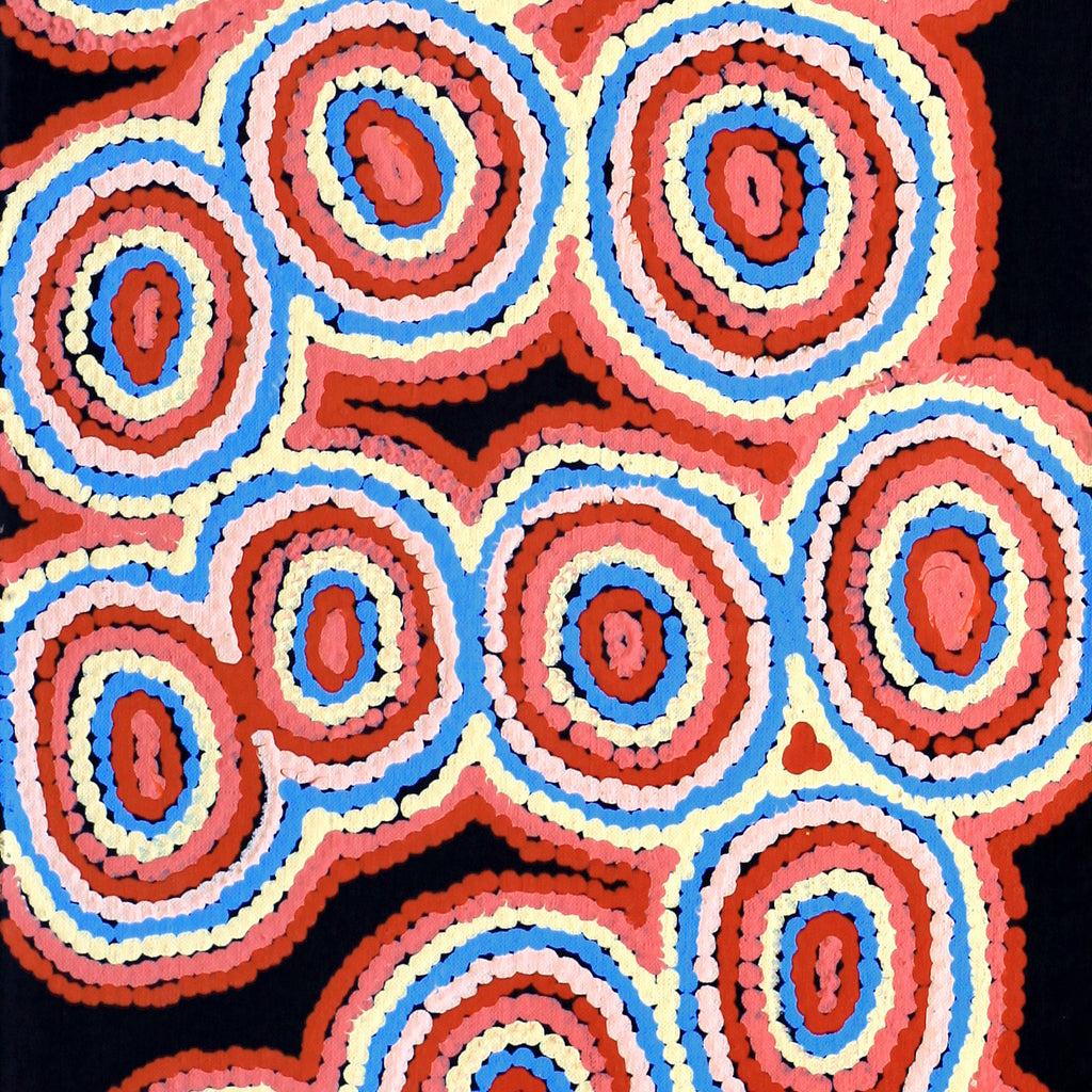 Aboriginal Artwork by Sarah Napaljarri Simms, Mina Mina Jukurrpa - Ngalyipi, 91x30cm