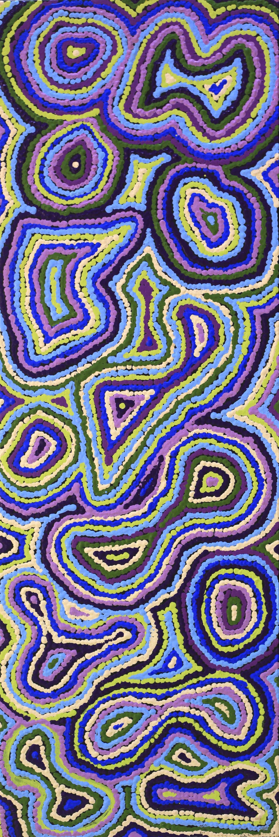 Aboriginal Artwork by Sarah Napaljarri Simms, Pikilyi Jukurrpa (Vaughan Springs Dreaming), 91x30cm