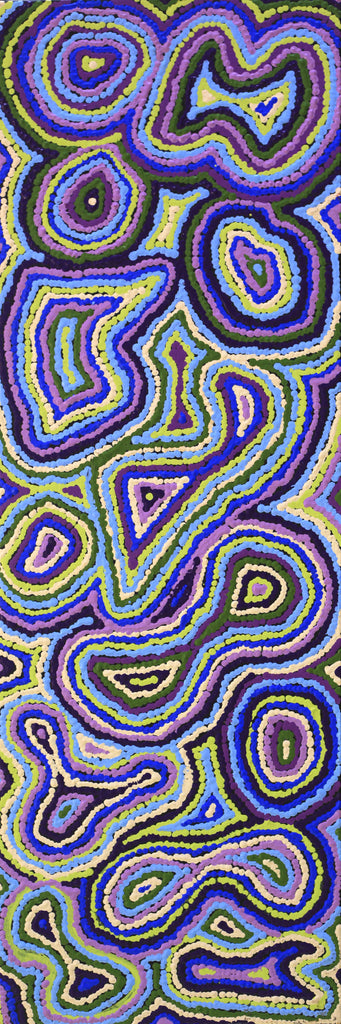 Aboriginal Art by Sarah Napaljarri Simms, Pikilyi Jukurrpa (Vaughan Springs Dreaming), 91x30cm - ART ARK®