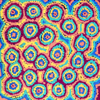 Aboriginal Artwork by Sarah Napaljarri Simms, Pikilyi Jukurrpa (Vaughan Springs Dreaming), 30x30cm