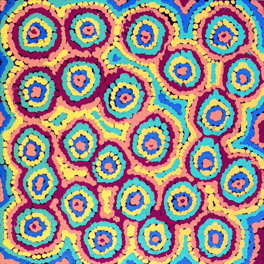 Aboriginal Art by Sarah Napaljarri Simms, Pikilyi Jukurrpa (Vaughan Springs Dreaming), 30x30cm - ART ARK®