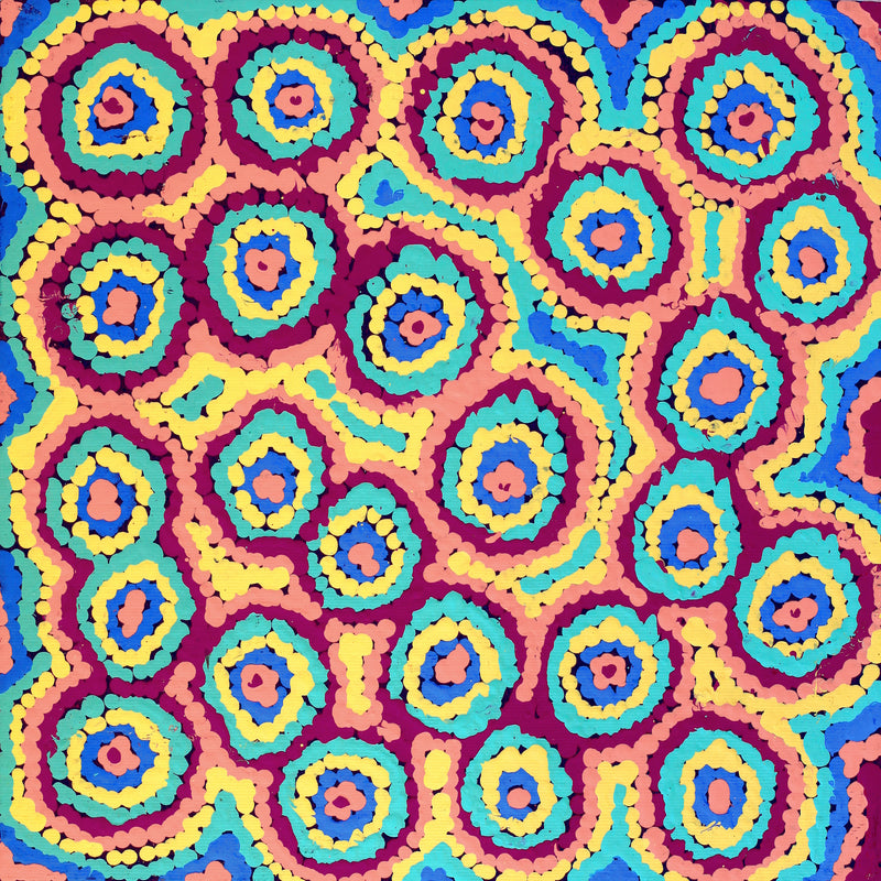 Aboriginal Artwork by Sarah Napaljarri Simms, Pikilyi Jukurrpa (Vaughan Springs Dreaming), 30x30cm
