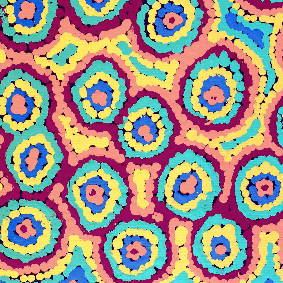 Aboriginal Artwork by Sarah Napaljarri Simms, Pikilyi Jukurrpa (Vaughan Springs Dreaming), 30x30cm