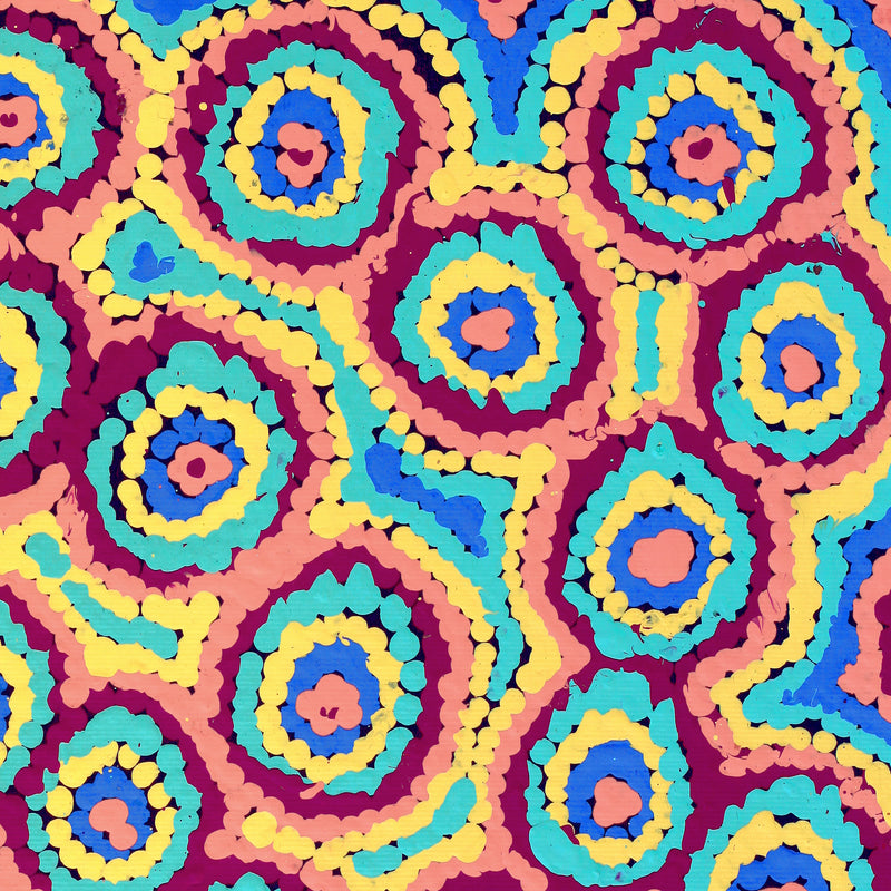 Aboriginal Artwork by Sarah Napaljarri Simms, Pikilyi Jukurrpa (Vaughan Springs Dreaming), 30x30cm