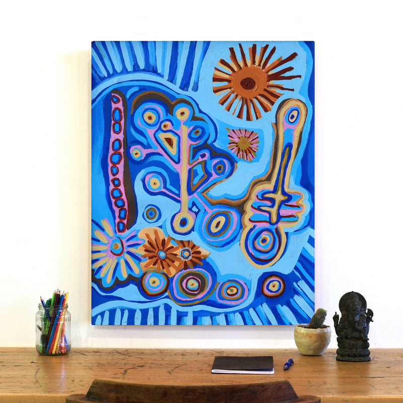 Aboriginal Artwork by Saraeva Napangardi Marshall, Mina Mina Dreaming - Ngalyipi, 76x61cm