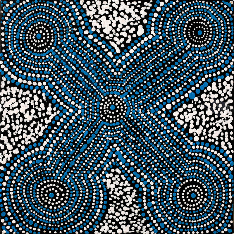 Aboriginal Artwork by Savannah Napurrurla Ross, Patterns of the Landscape around Yuendumu, 30x30cm