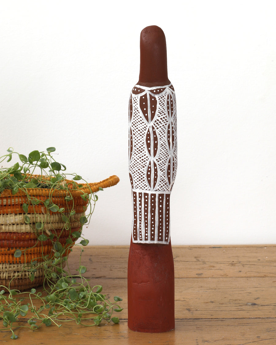 Aboriginal Artwork by Sebastian Buntarrawuy Wunungmurra - Torresian Pigeon Sculpture, 37cm