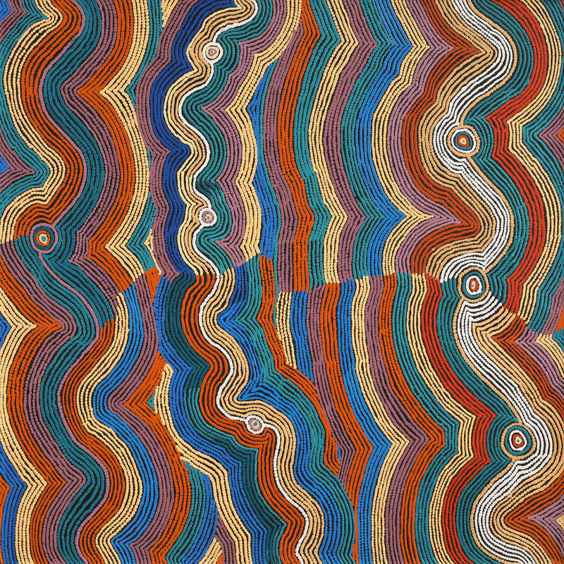 Aboriginal Artwork by Selina Napanangka Fisher, Pikilyi Jukurrpa (Vaughan Springs Dreaming), 107x107cm