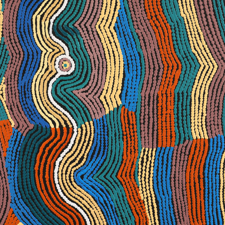 Aboriginal Artwork by Selina Napanangka Fisher, Pikilyi Jukurrpa (Vaughan Springs Dreaming), 107x107cm