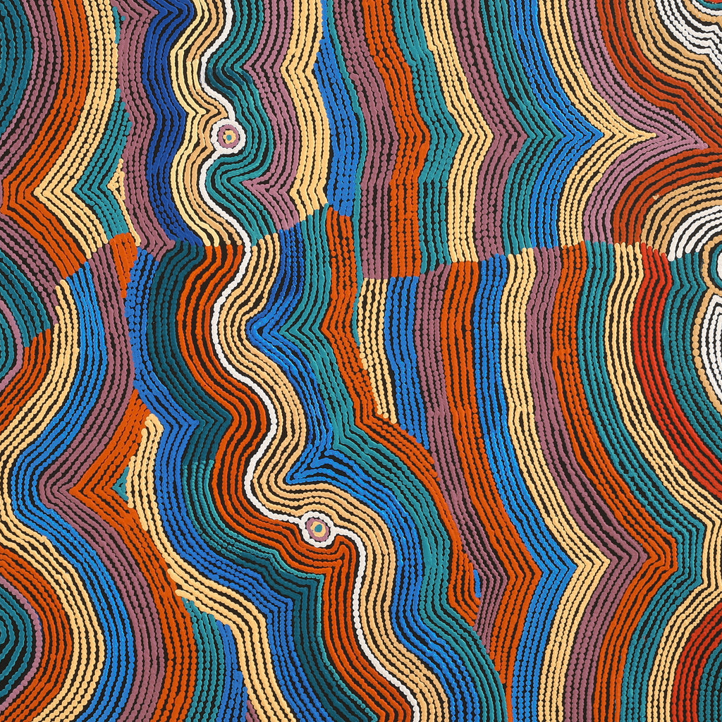 Aboriginal Artwork by Selina Napanangka Fisher, Pikilyi Jukurrpa (Vaughan Springs Dreaming), 107x107cm