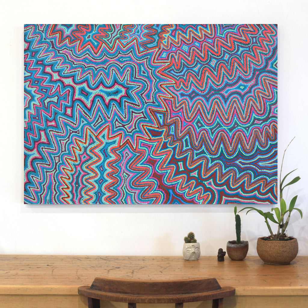 Aboriginal Artwork by Selina Napanangka Fisher, Pikilyi Jukurrpa (Vaughan Springs Dreaming) 107x76cm