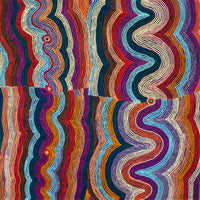 Aboriginal Artwork by Selina Napanangka Fisher, Pikilyi Jukurrpa (Vaughan Springs Dreaming) - Nguri Bird, 107x107cm
