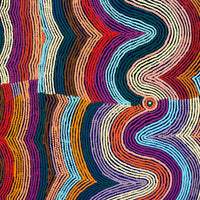 Aboriginal Artwork by Selina Napanangka Fisher, Pikilyi Jukurrpa (Vaughan Springs Dreaming) - Nguri Bird, 107x107cm