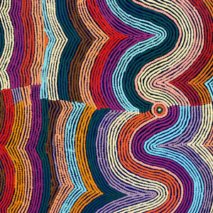 Aboriginal Artwork by Selina Napanangka Fisher, Pikilyi Jukurrpa (Vaughan Springs Dreaming) - Nguri Bird, 107x107cm - ART ARK®