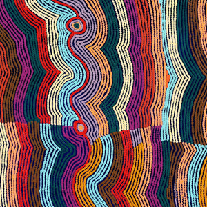 Aboriginal Artwork by Selina Napanangka Fisher, Pikilyi Jukurrpa (Vaughan Springs Dreaming) - Nguri Bird, 107x107cm - ART ARK®