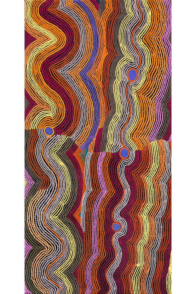 Aboriginal Artwork by Selina Napanangka Fisher, Pikilyi Jukurrpa (Vaughan Springs Dreaming), 122x61cm