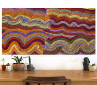 Aboriginal Artwork by Selina Napanangka Fisher, Pikilyi Jukurrpa (Vaughan Springs Dreaming), 122x61cm