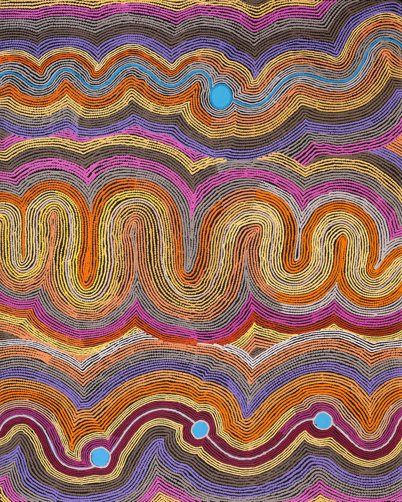 Aboriginal Artwork by Selina Napanangka Fisher, Pikilyi Jukurrpa (Vaughan Springs Dreaming), 152x122cm