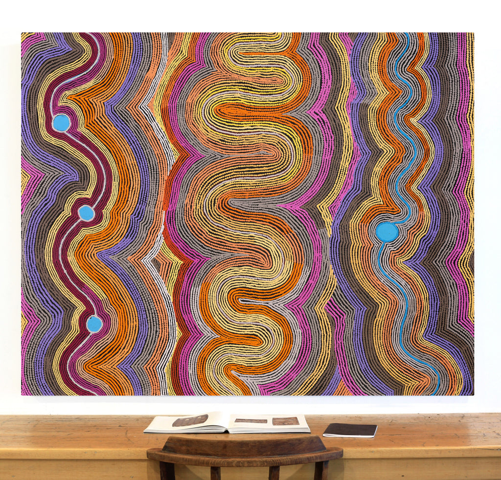 Aboriginal Artwork by Selina Napanangka Fisher, Pikilyi Jukurrpa (Vaughan Springs Dreaming), 152x122cm