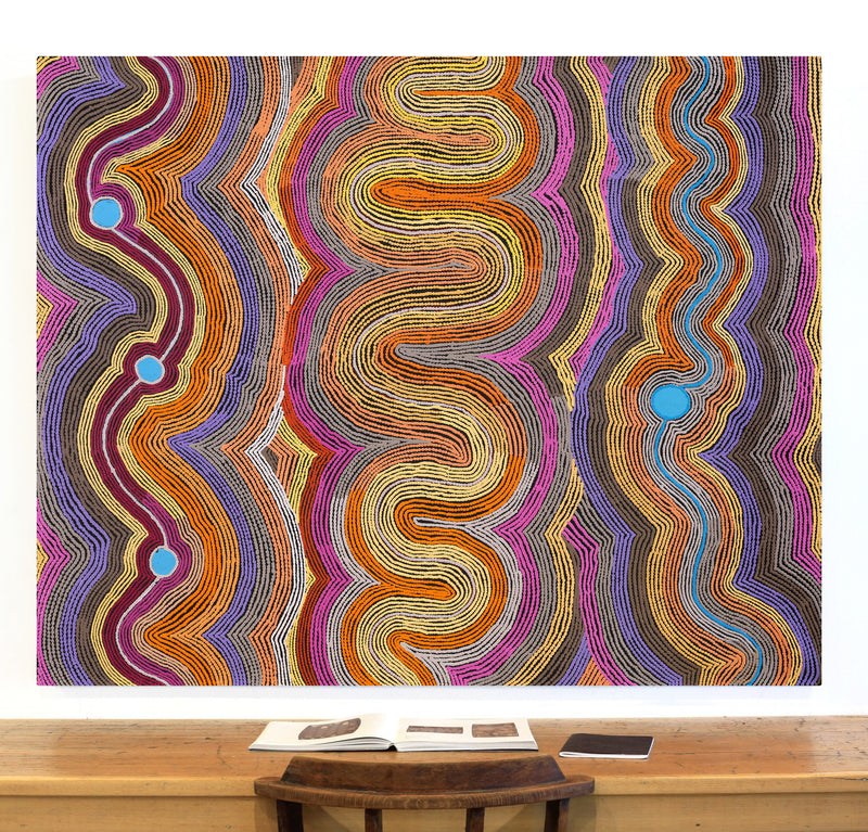 Aboriginal Artwork by Selina Napanangka Fisher, Pikilyi Jukurrpa (Vaughan Springs Dreaming), 152x122cm