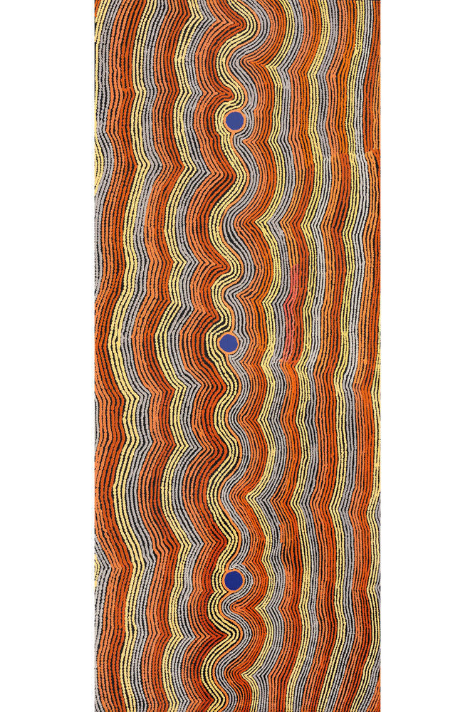 Aboriginal Artwork by Selina Napanangka Fisher, Pikilyi Jukurrpa (Vaughan Springs Dreaming), 152x61cm