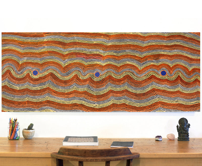 Aboriginal Artwork by Selina Napanangka Fisher, Pikilyi Jukurrpa (Vaughan Springs Dreaming), 152x61cm