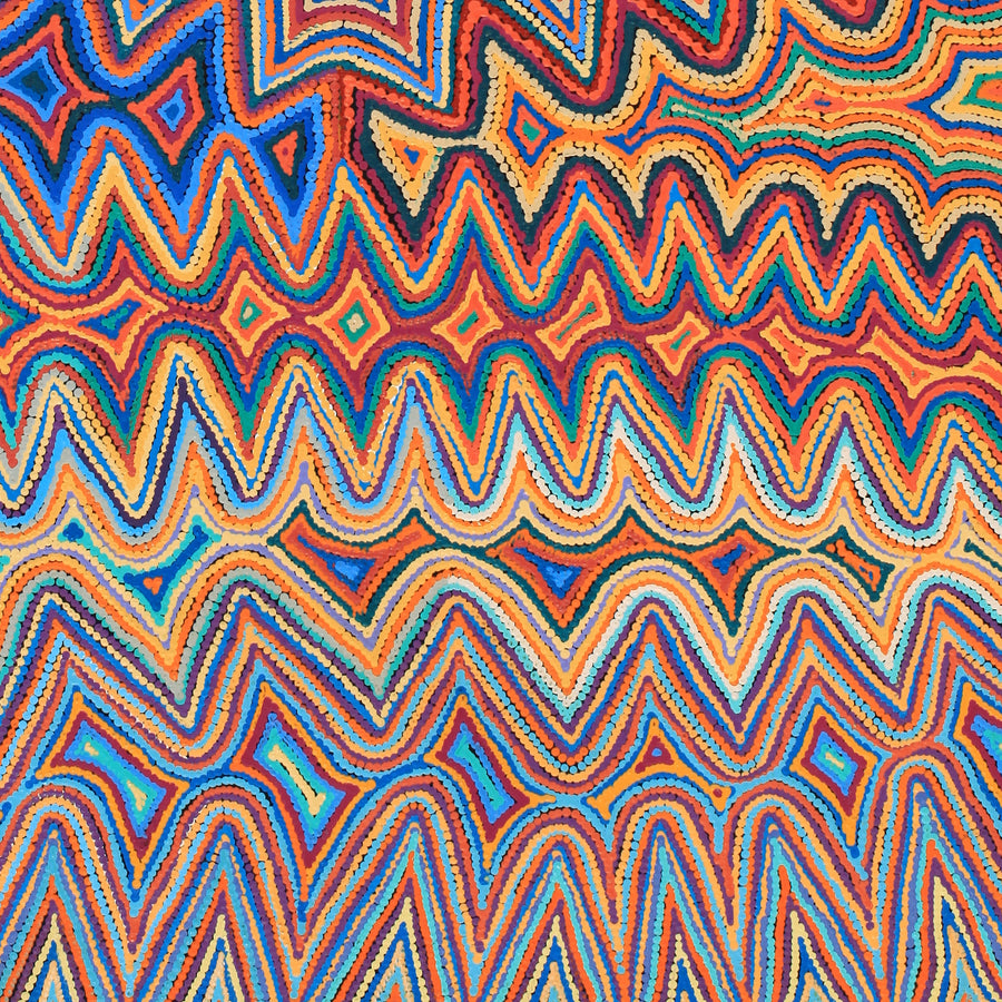 Aboriginal Artwork by Selina Napanangka Fisher, Pikilyi Jukurrpa (Vaughan Springs Dreaming), 152x91cm