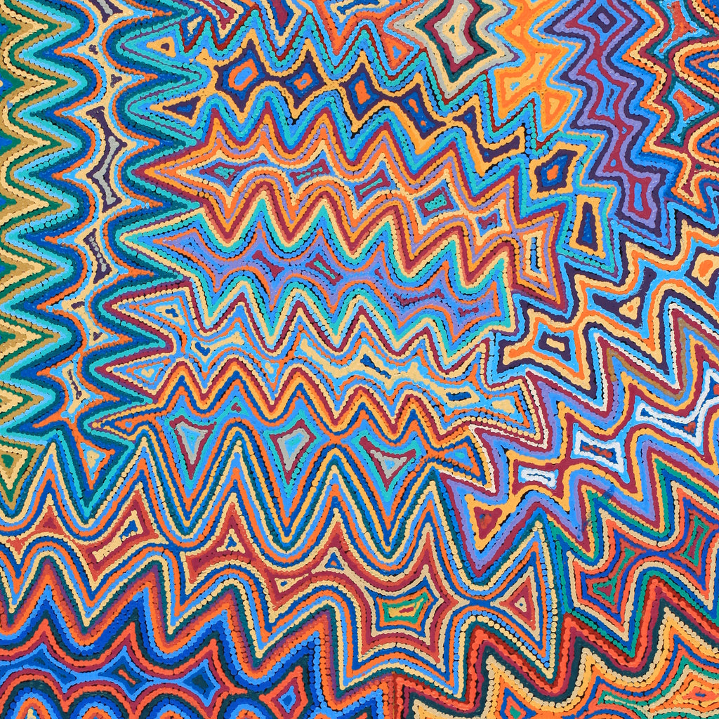 Aboriginal Artwork by Selina Napanangka Fisher, Pikilyi Jukurrpa (Vaughan Springs Dreaming), 152x91cm