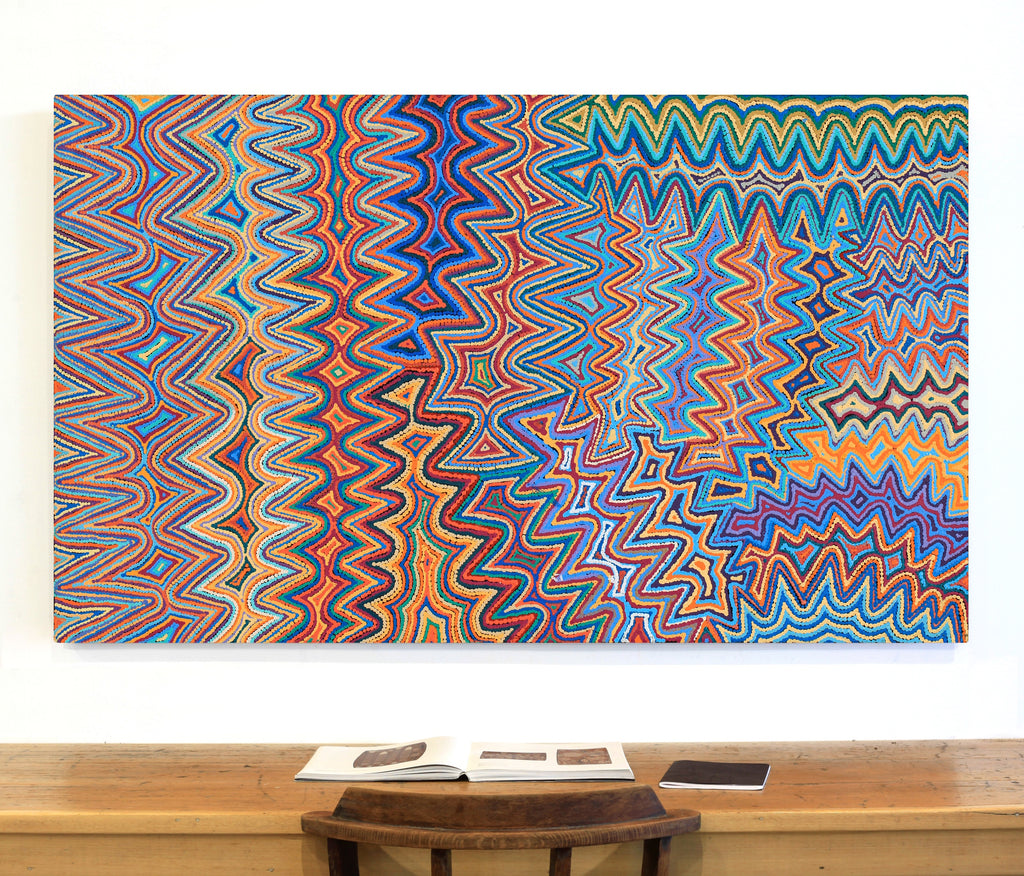 Aboriginal Artwork by Selina Napanangka Fisher, Pikilyi Jukurrpa (Vaughan Springs Dreaming), 152x91cm