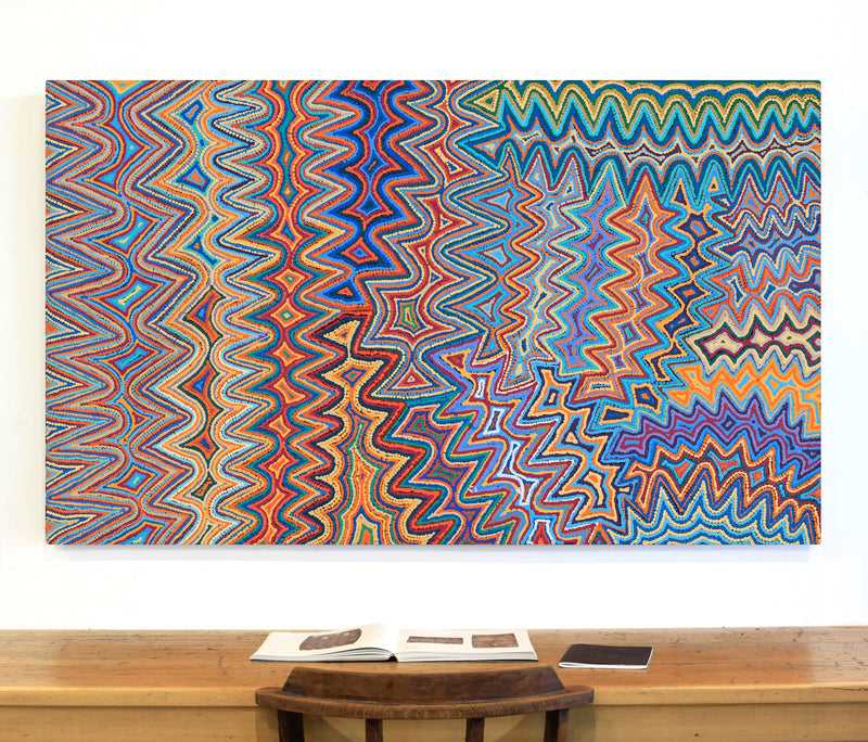 Aboriginal Artwork by Selina Napanangka Fisher, Pikilyi Jukurrpa (Vaughan Springs Dreaming), 152x91cm