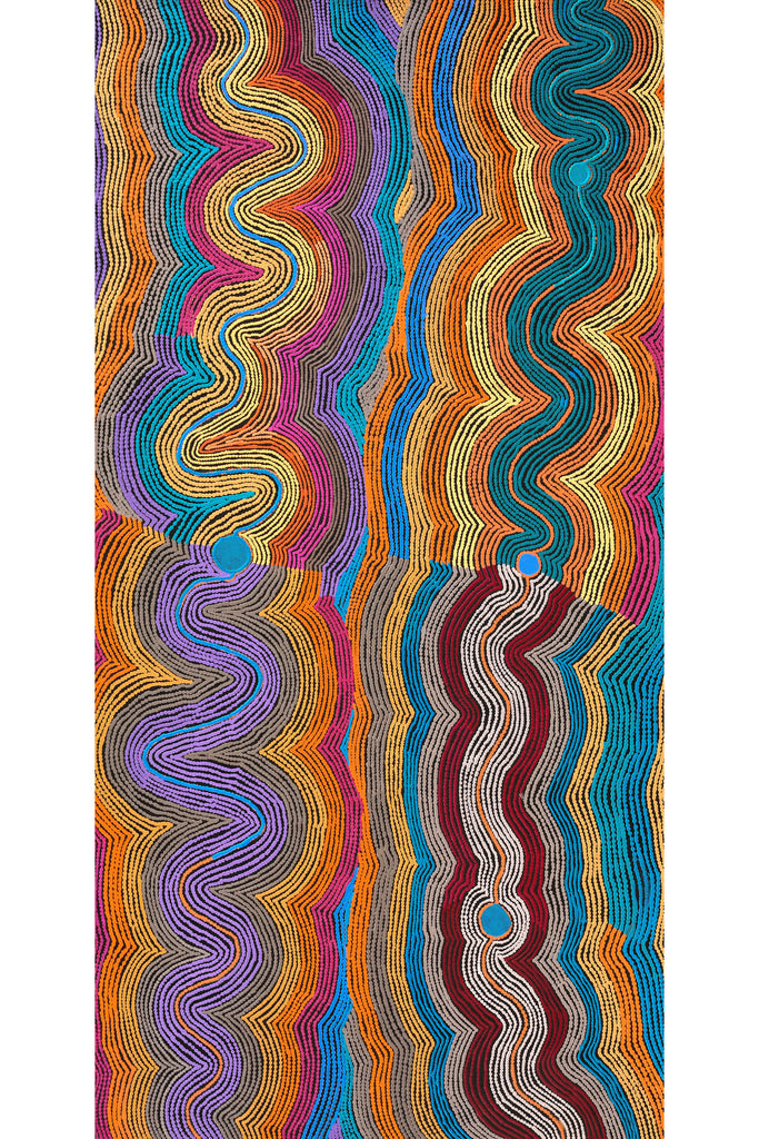 Aboriginal Artwork by Selina Napanangka Fisher, Pikilyi Jukurrpa (Vaughan Springs Dreaming), 183x91cm