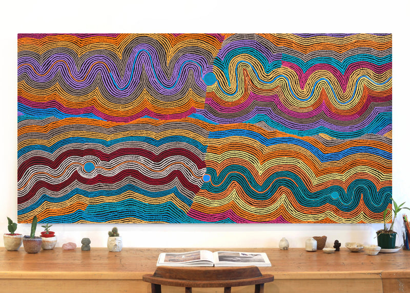 Aboriginal Artwork by Selina Napanangka Fisher, Pikilyi Jukurrpa (Vaughan Springs Dreaming), 183x91cm