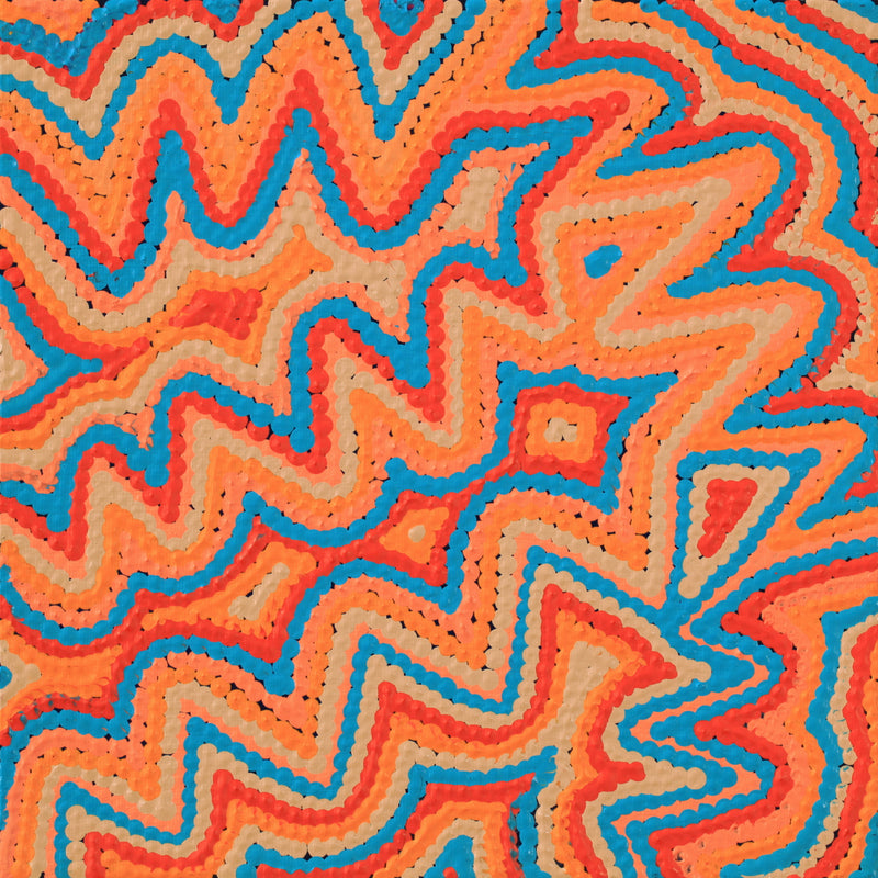 Aboriginal Artwork by Selina Napanangka Fisher, Ngapa Jukurrpa (Water Dreaming) - Puyurru, 30x30cm