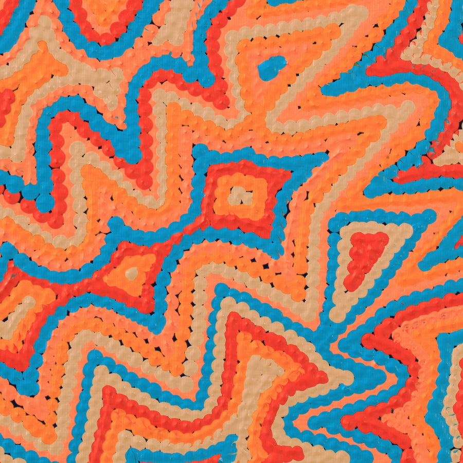 Aboriginal Artwork by Selina Napanangka Fisher, Ngapa Jukurrpa (Water Dreaming) - Puyurru, 30x30cm