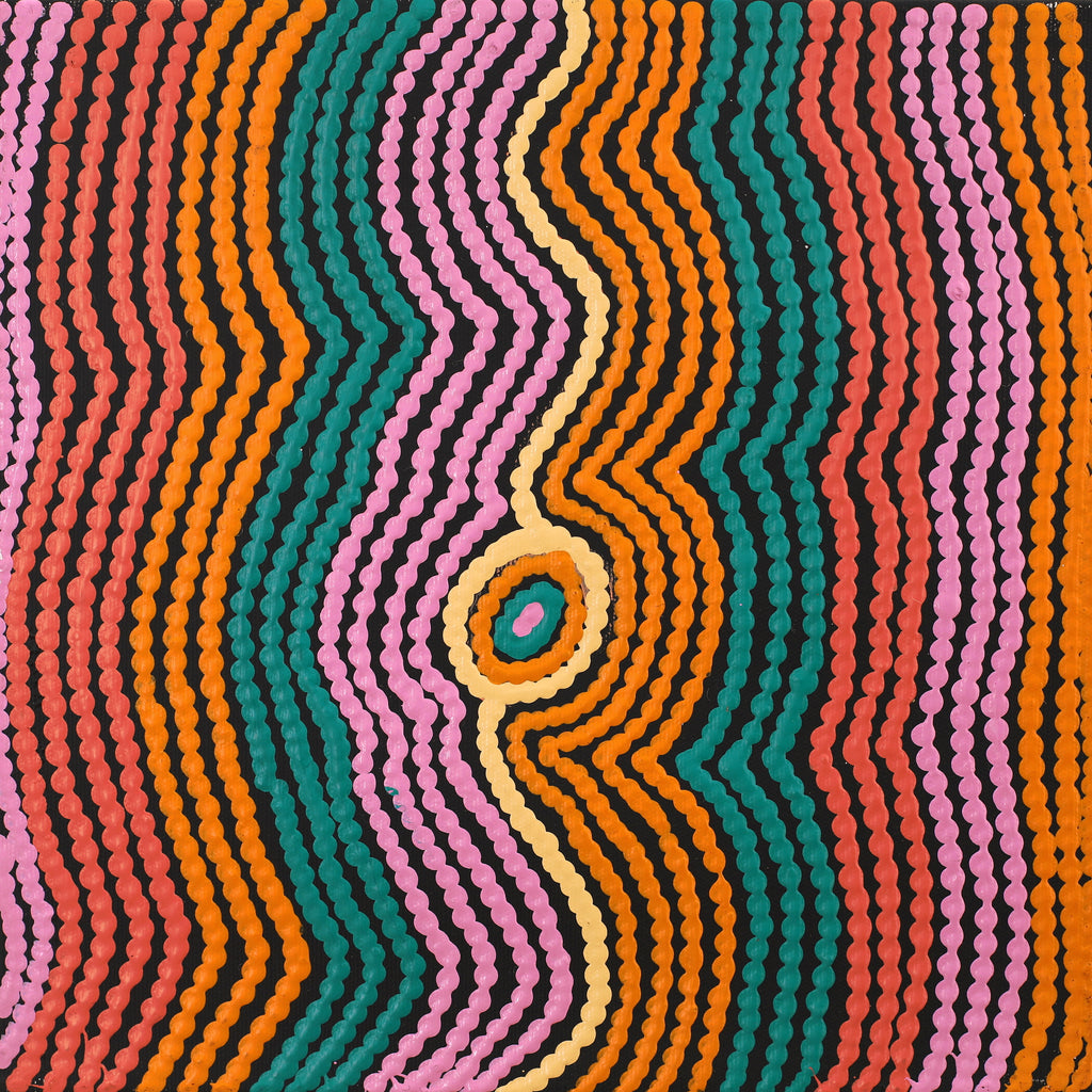 Aboriginal Artwork by Selina Napanangka Fisher, Pikilyi Jukurrpa (Vaughan Springs Dreaming), 30x30cm